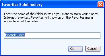Creating the favorites subdirectory in Microsoft Money