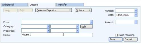 Transaction form showing the Classification in the Drop Down List