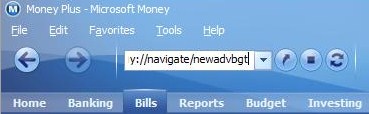 Microsoft Money Web Address Bar