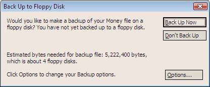 Backup to floppy disk option