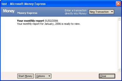 Money Express Events List Window in Microsoft Money 2004 and earlier